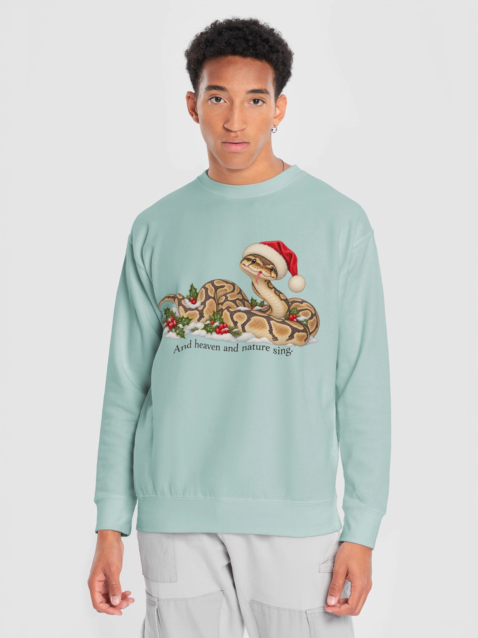 And Heaven and Nature Sing – Christmas Ball Python Sweatshirt product image (14)