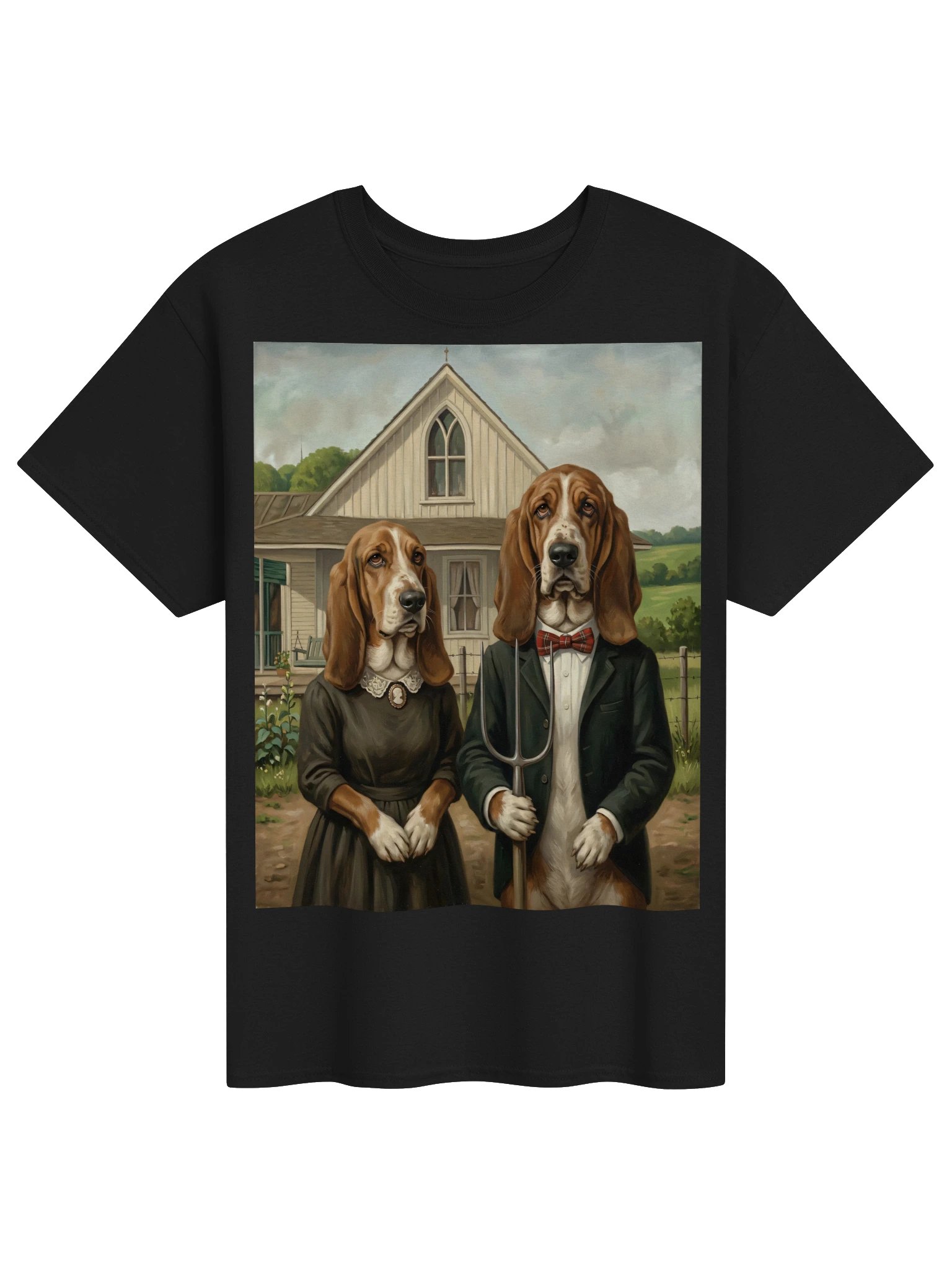 American Gothic Bassets Tee product image (1)