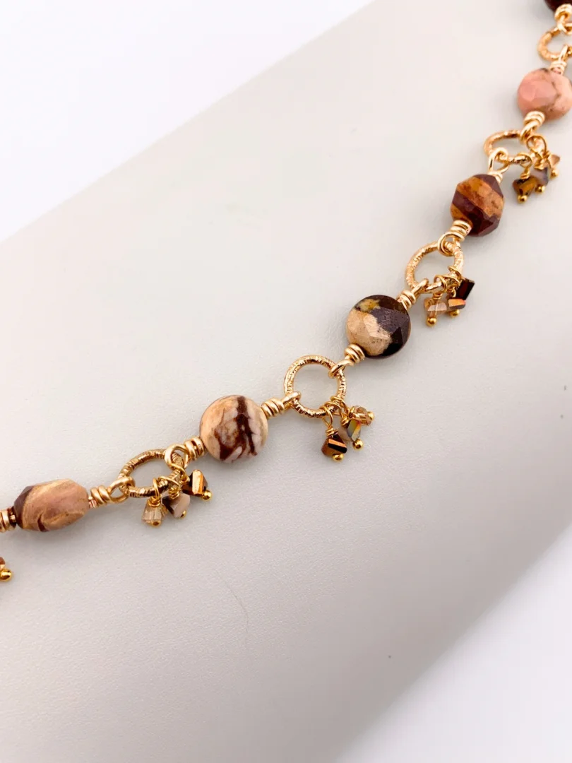 Zebra Jasper Beaded Pendant Necklace, Bracelet, and Earrings Set product image (6)
