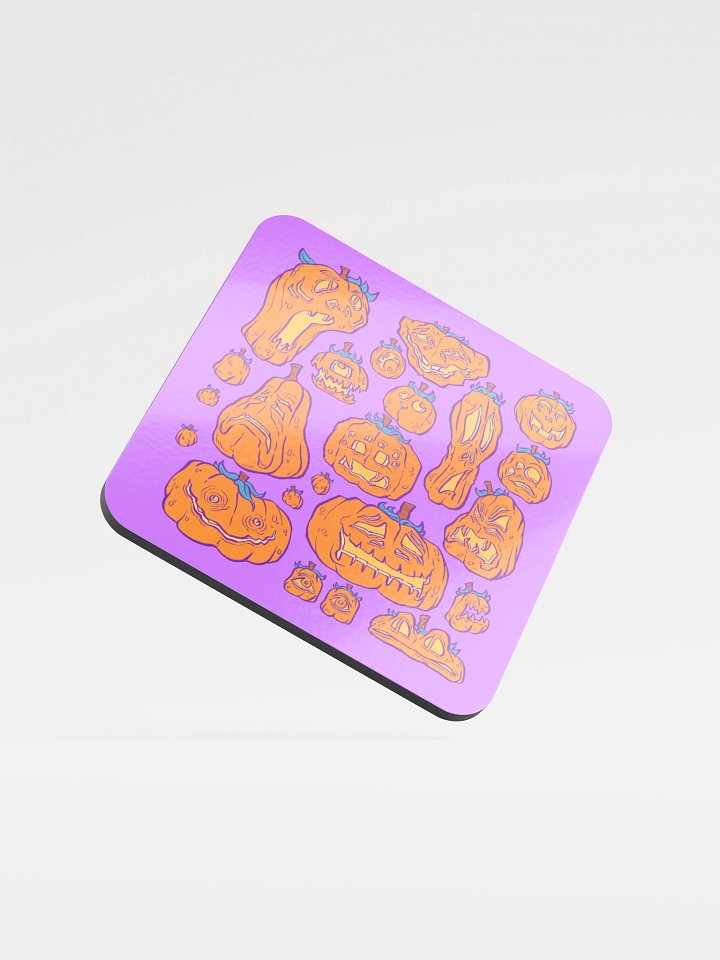 Jumble of Jack-o-Lanterns Cork Coaster product image (1)