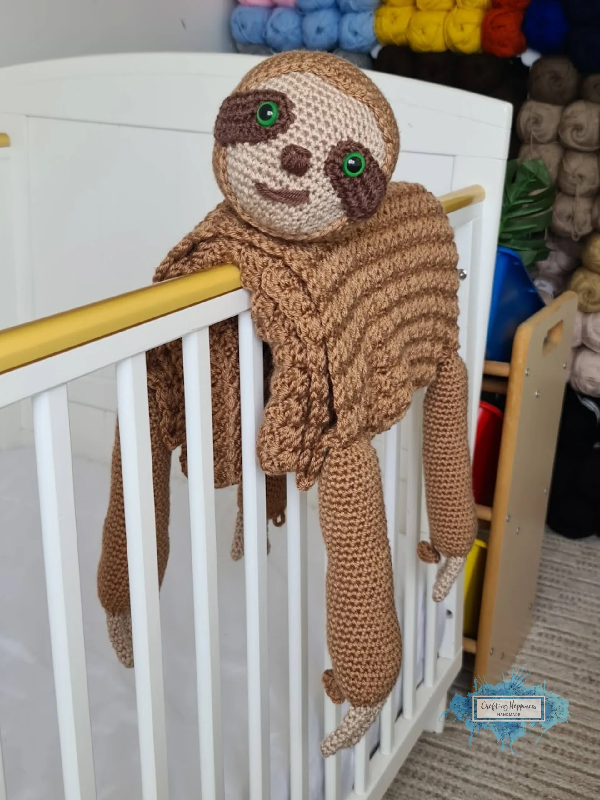Sloth Baby Blanket Crochet Pattern | Folding Pram Toy (PDF Pattern) product image (1)