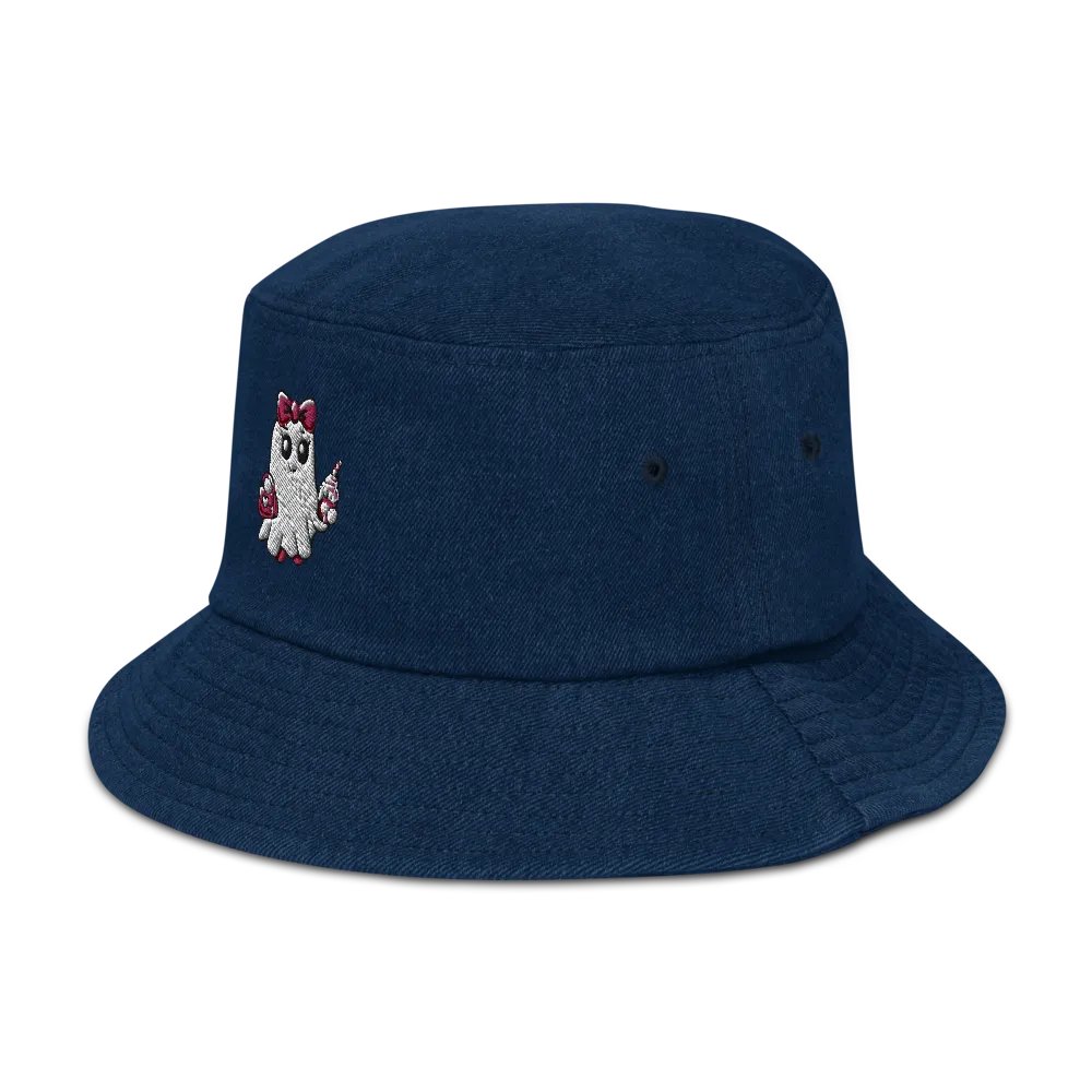 Cute Ghost Embroidered Denim Bucket Hat product image (5)