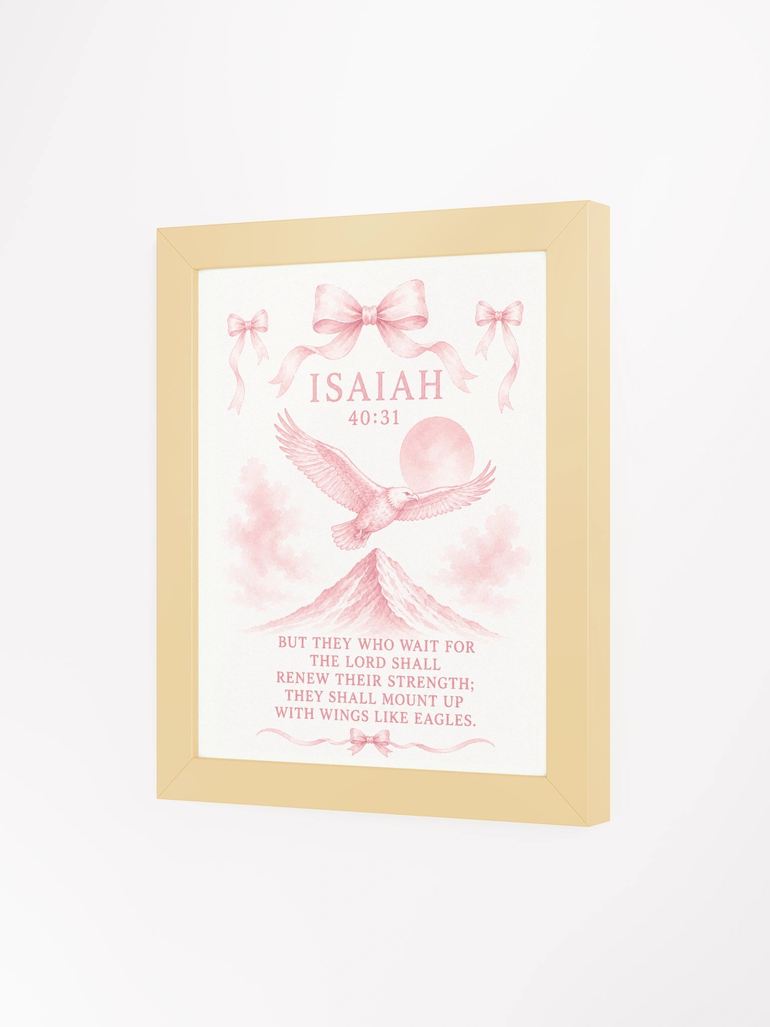 They Shall Mount Up With Wings As Eagles Isaiah 40:31 Faith Wings | Pink Coquette Framed Christian Wall Art product image (3)