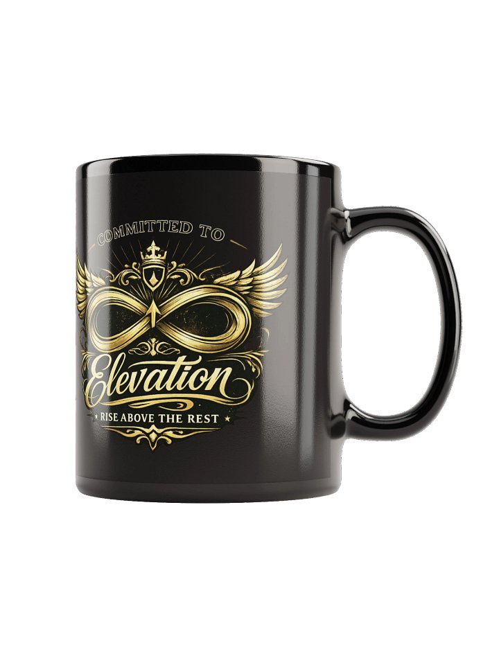 Committed To Elevation — Black Glossy Mug (Rise Above The Rest) product image (1)