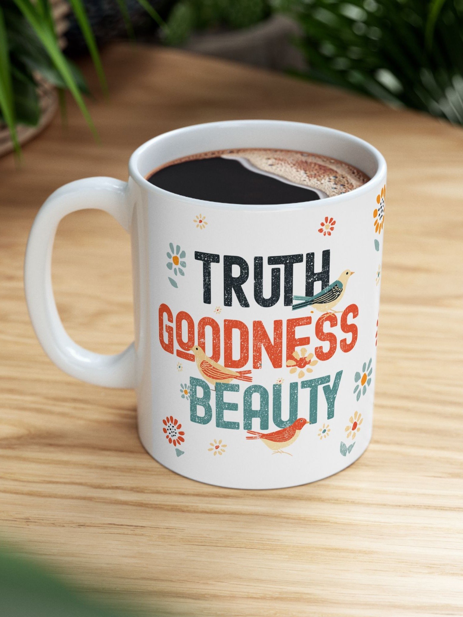 Truth Goodness Beauty Birds - Three Theological & Philosophical Transcendentals - White Mug (11oz, 15oz) product image (3)