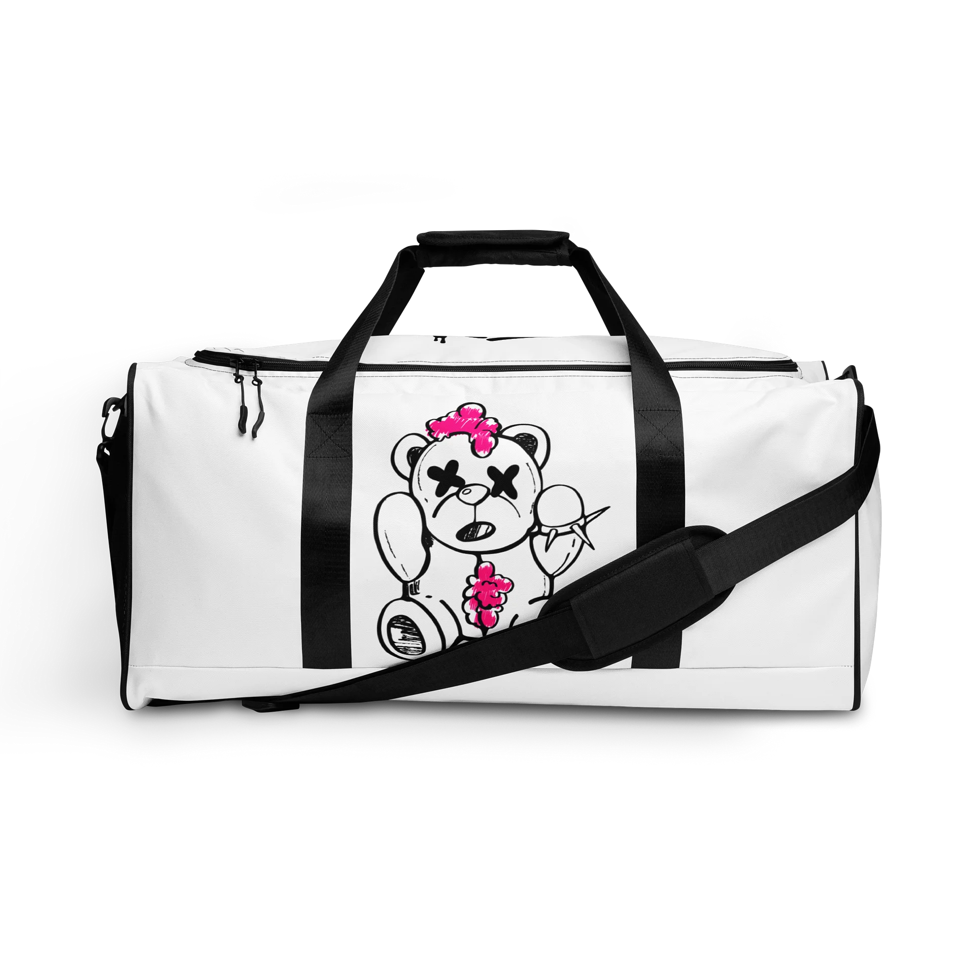Dead Teddy Duffle Bag – White & Black Gym Bag product image (1)