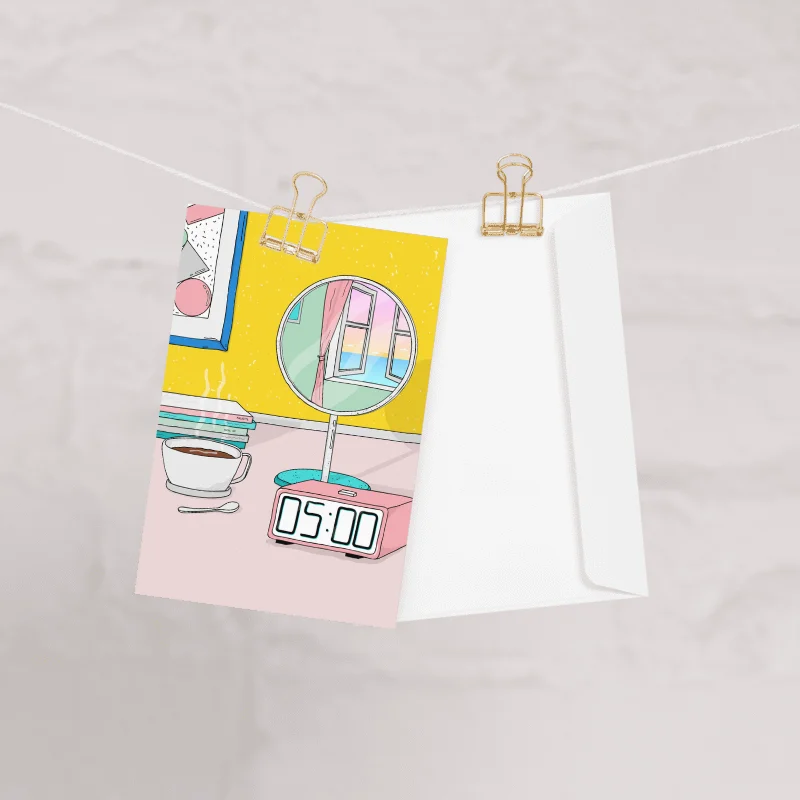 Retro Early Morning Coffee Greeting Card product image (1)