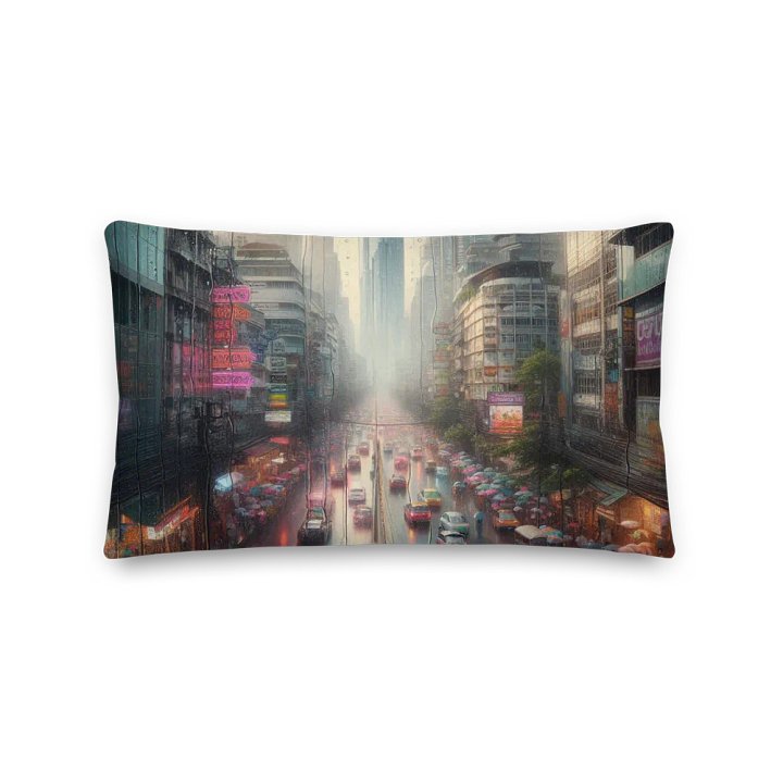 Neon Rain All-Over Print Premium Pillow | AI Design product image (2)