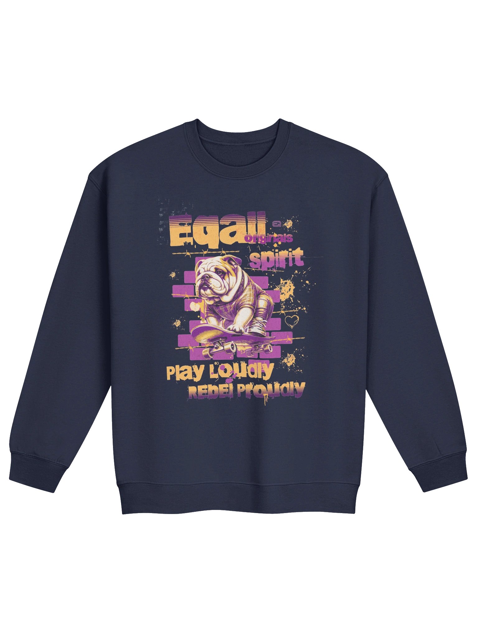Urban Dog Skater Vibes Midweight PAWSETIQ Crewneck Sweatshirt by EQALL® Originals_Pink_Orange product image (1)