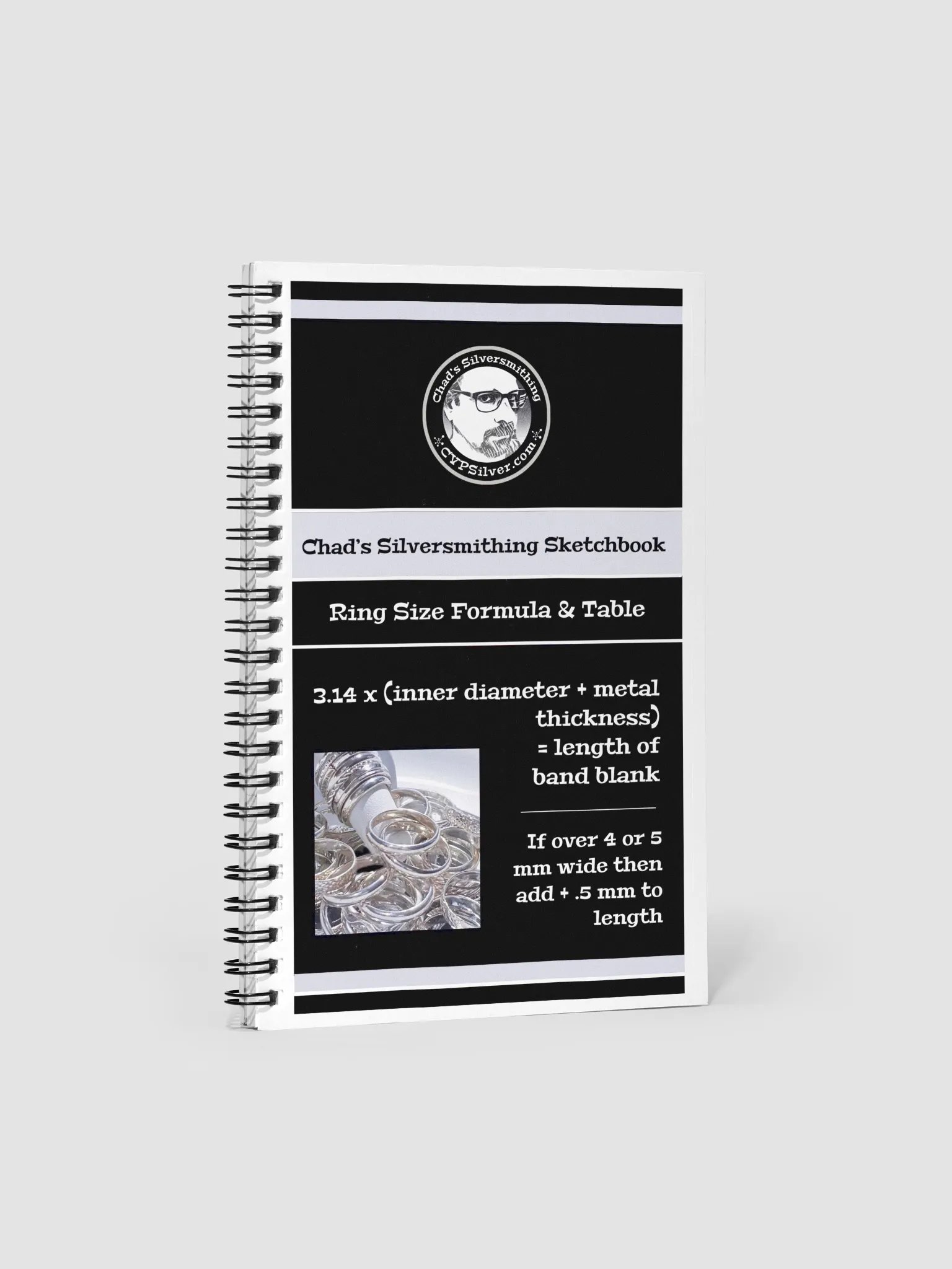 Silversmithing Sketchbook (blank) with Ring Size Formula product image (1)