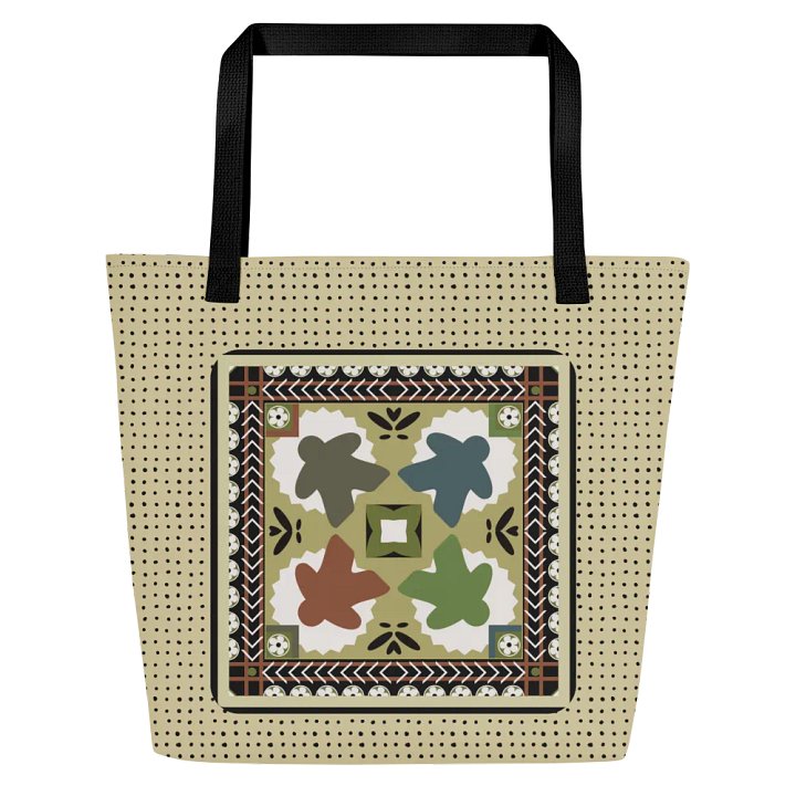 Ukrainian Pattern Meeple Patchwork Shoulder Tote Bag for Board Gamer, 16 x 20 with pocket product image (2)