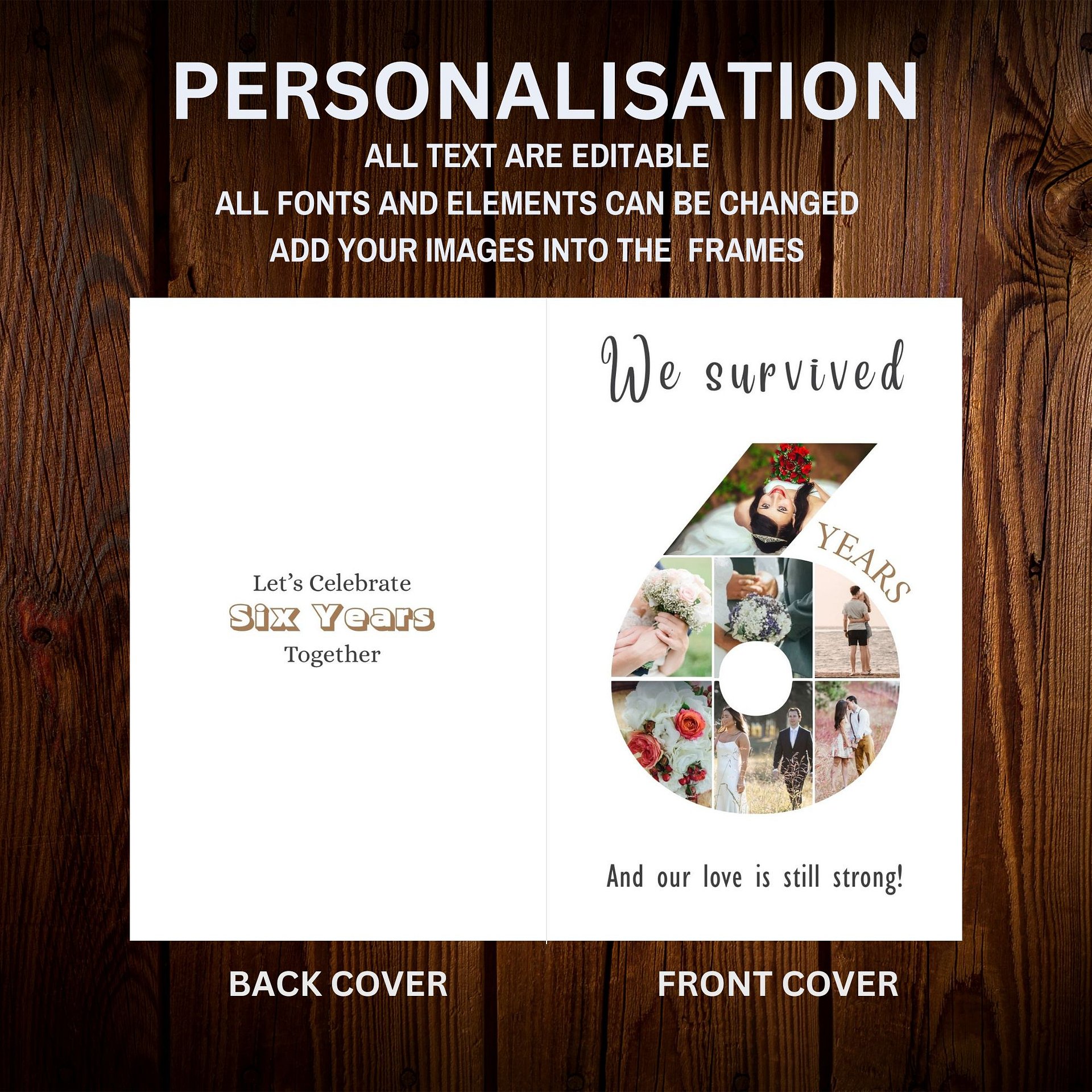 6 Year Anniversary Photo Card Editable Canva Template product image (6)