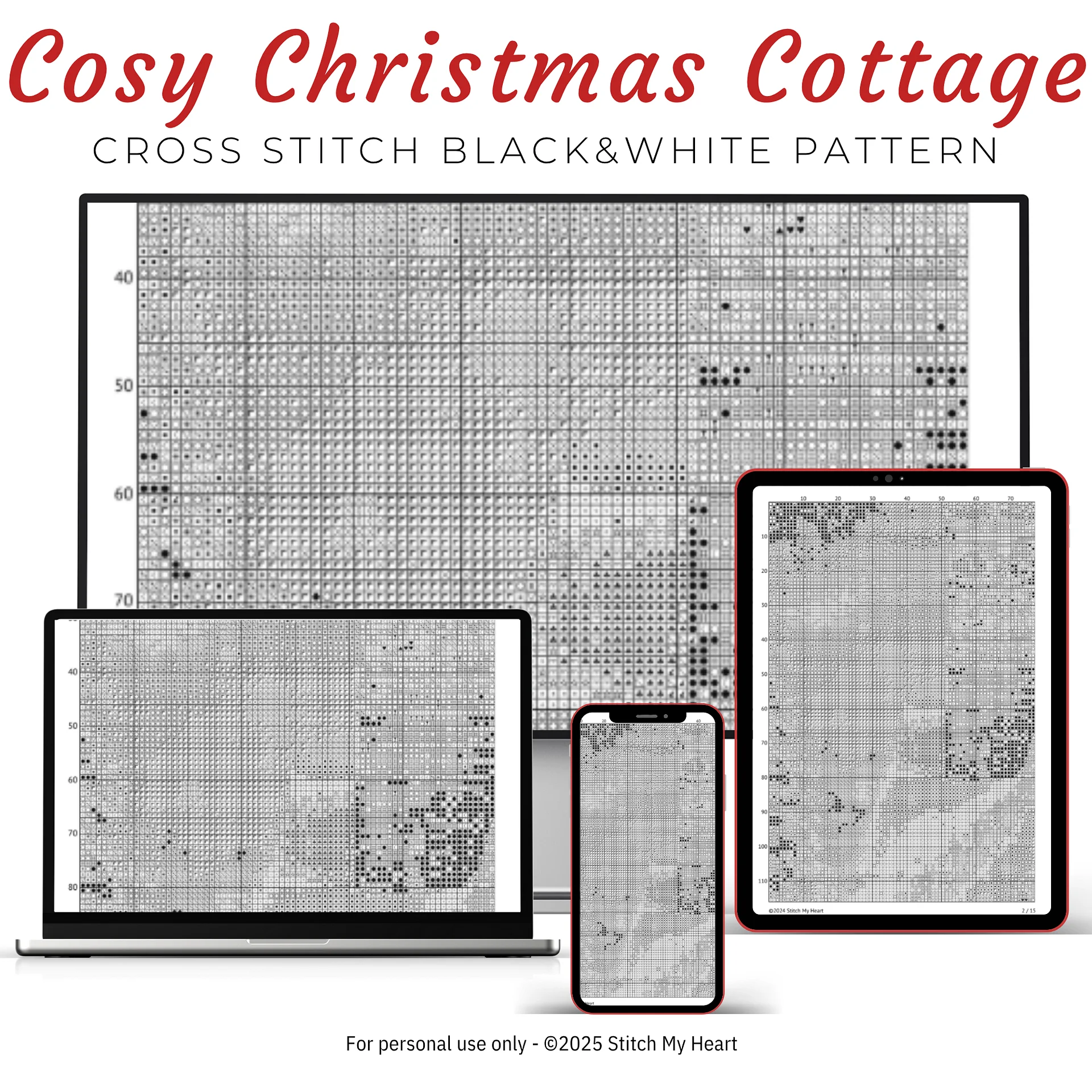 Cozy Christmas Cottage Cross Stitch Pattern product image (4)