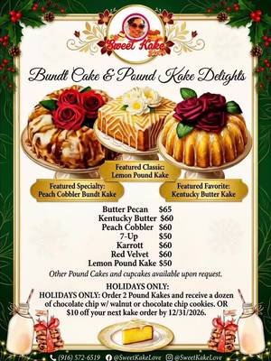 Get your Holiday orders in! Sweet Kake Love on Instagram and Facebook. Contact @angieyoung10  #cakes #bundtcake #sweetkakelove 