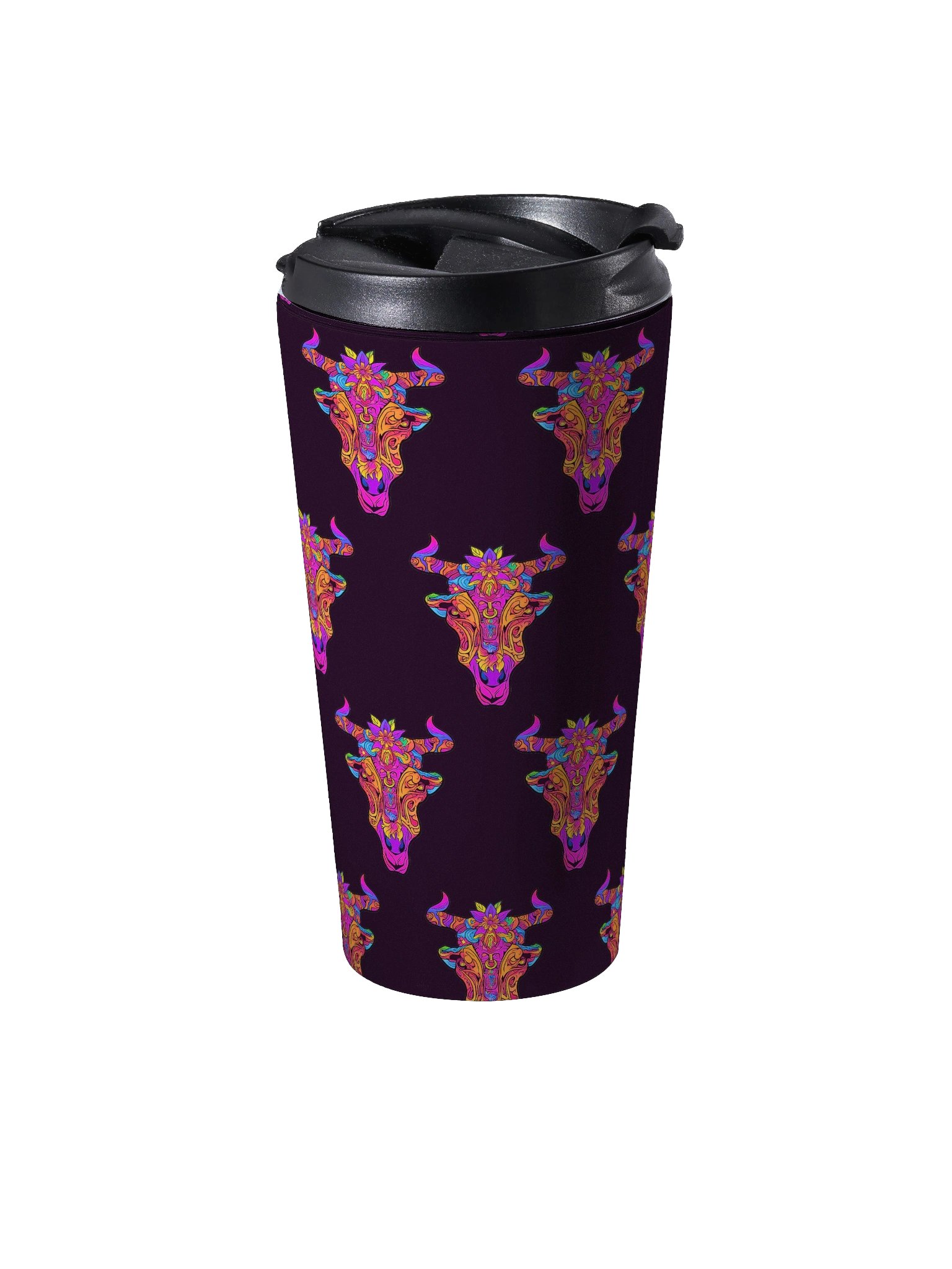 Neon Bull Skull - Stainless Steel Travel Mug product image (3)