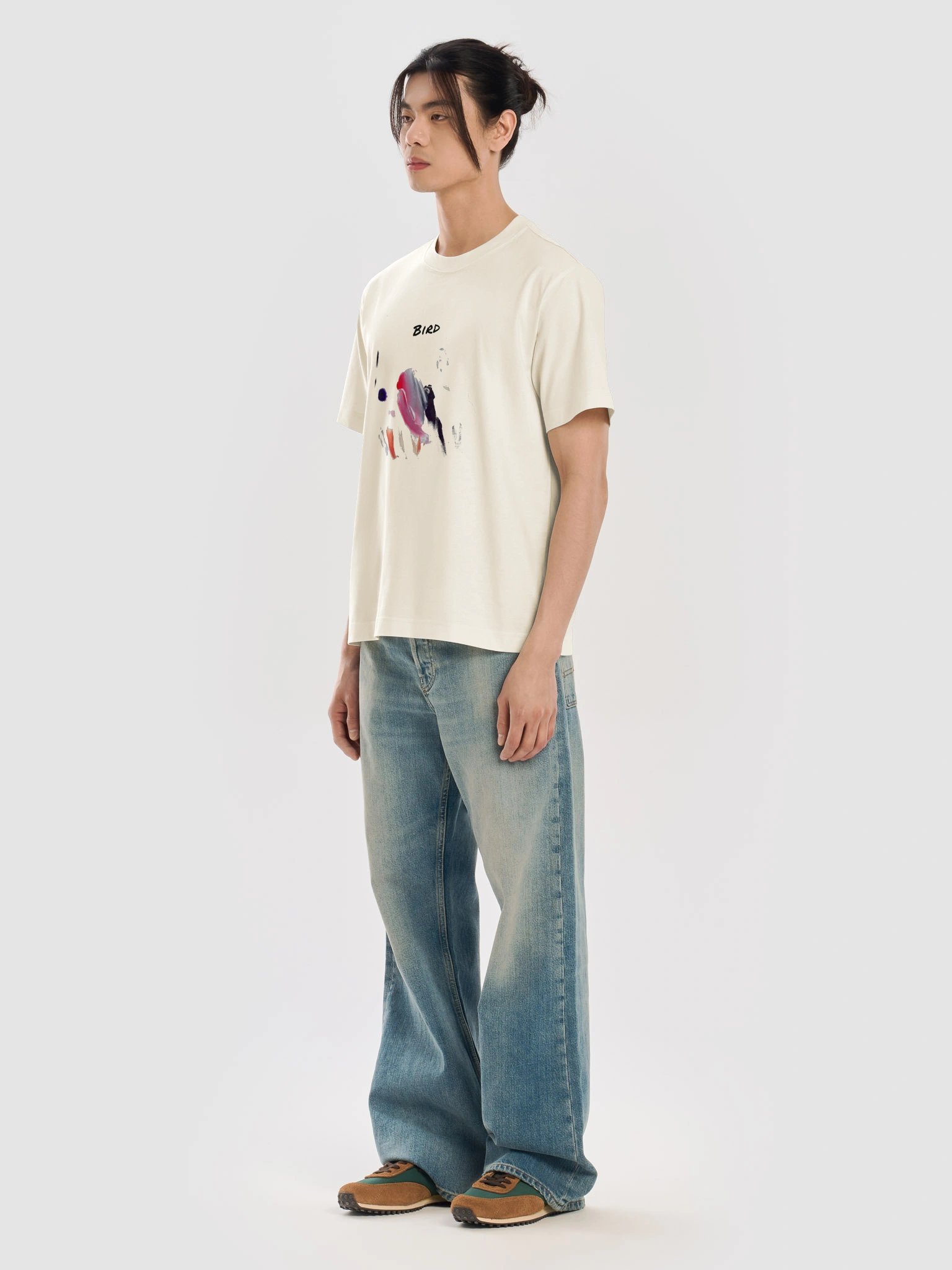 Abstract Bird Brushstroke // Box T-Shirt White product image (11)