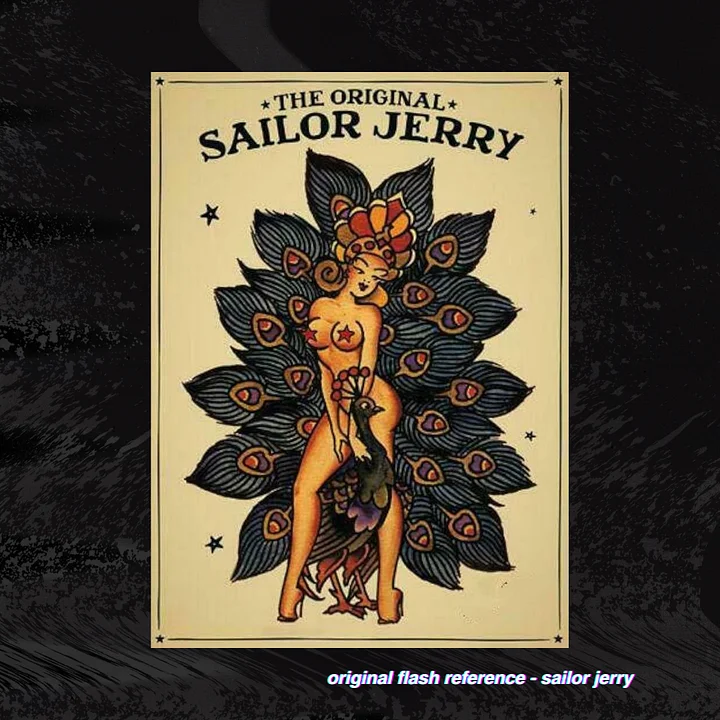 Sailor Jerry White Peacock Burlesque Pin Up Pattern product image (2)