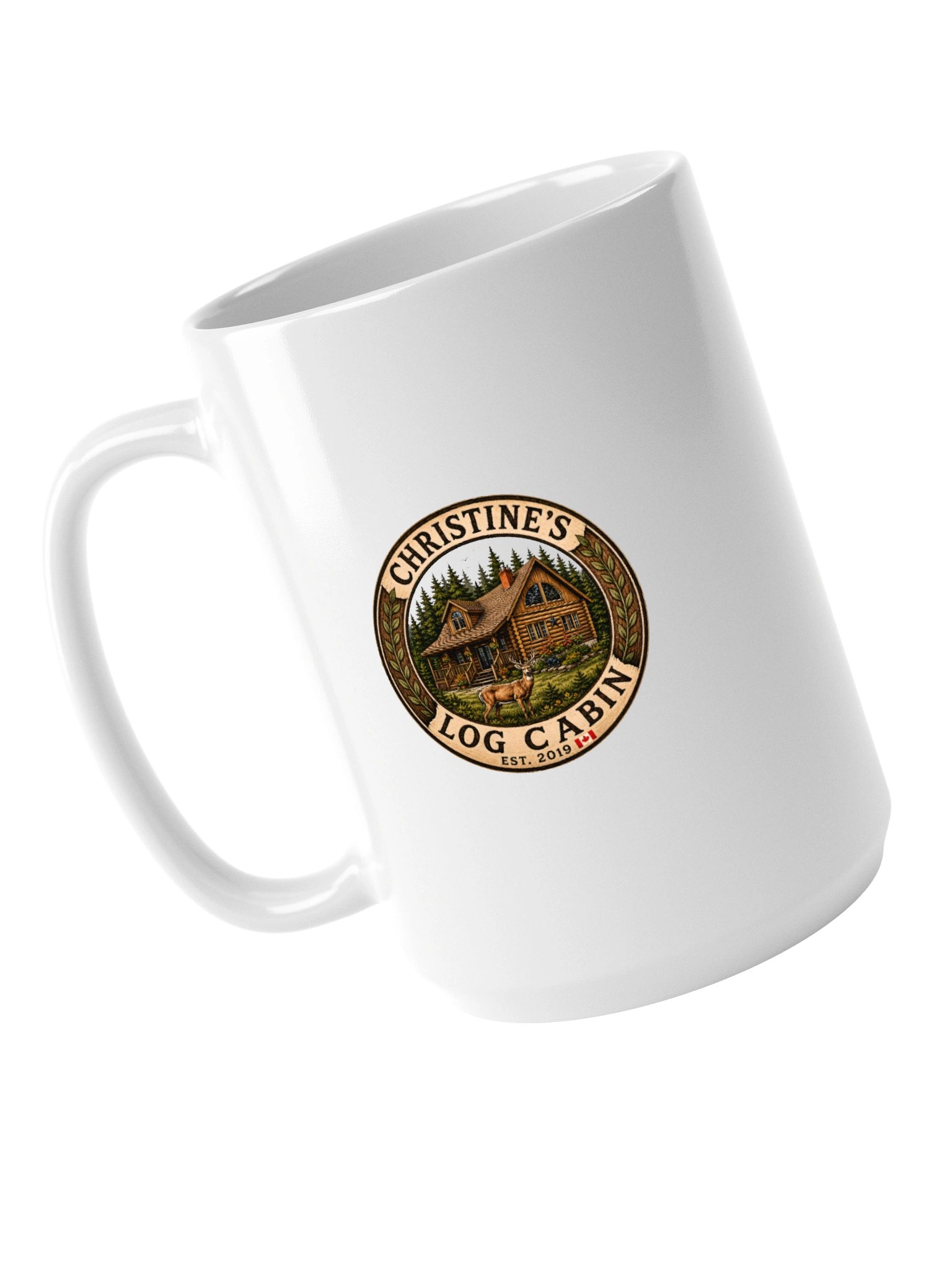Christine's Log Cabin Ceramic Coffee Mug | 15oz Morning Coffee Cup product image (5)