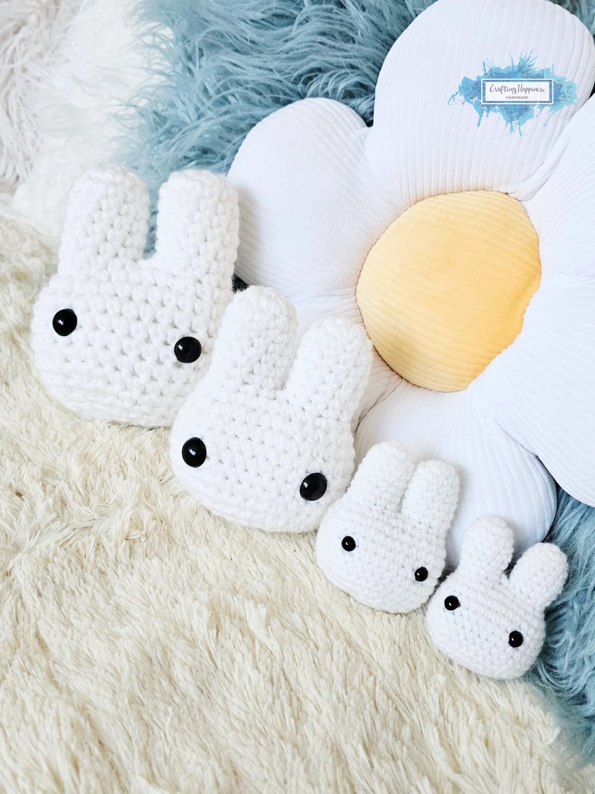 Bunny Head Crochet Pattern | Amigurumi Toy, Kawaii Keychain, Desk Pal (PDF Pattern) product image (4)