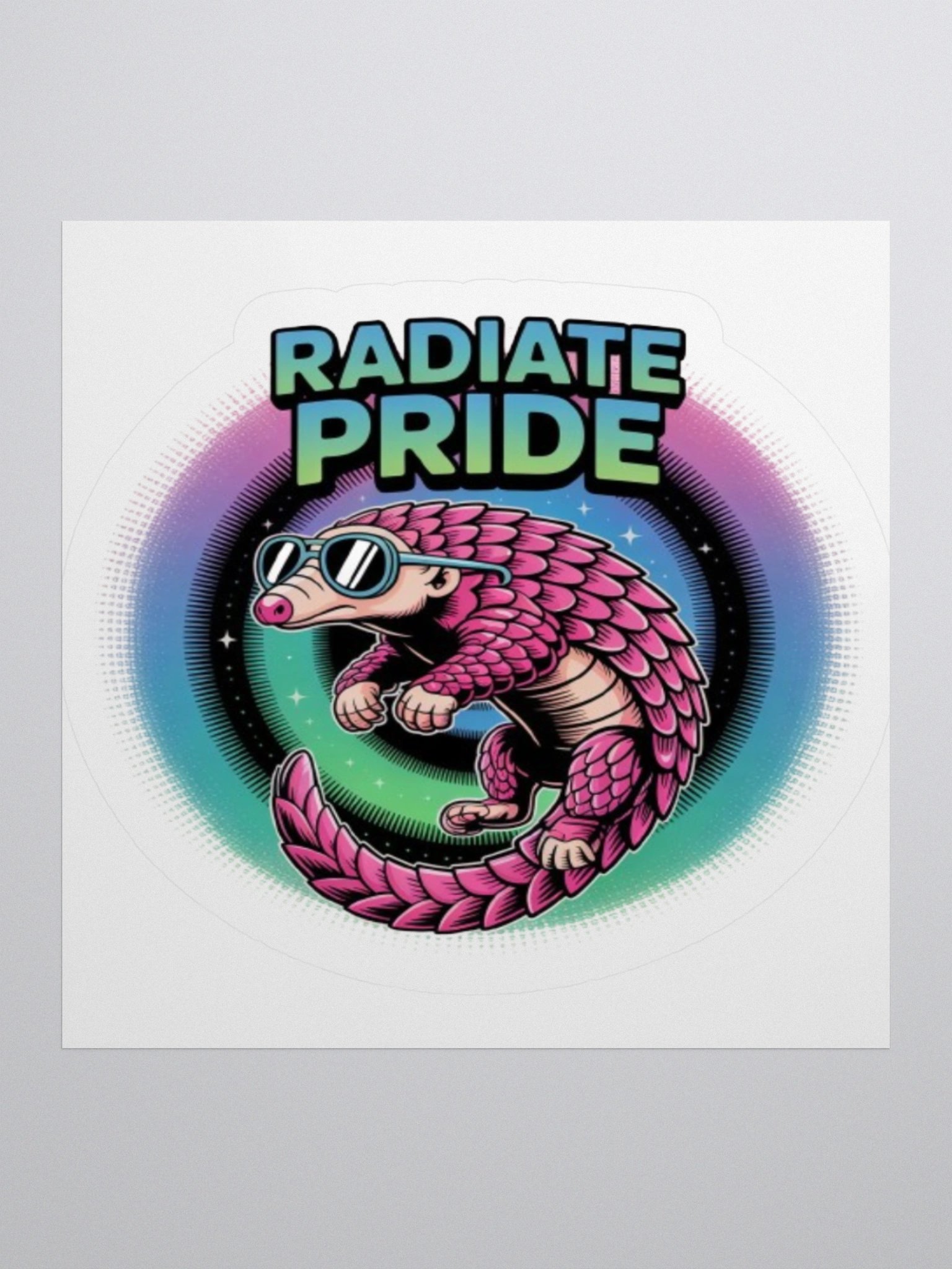 Exclusive 'Radiate Pride' Pangolin Sticker – Vibrant Vinyl Design for Indoor Use product image (2)