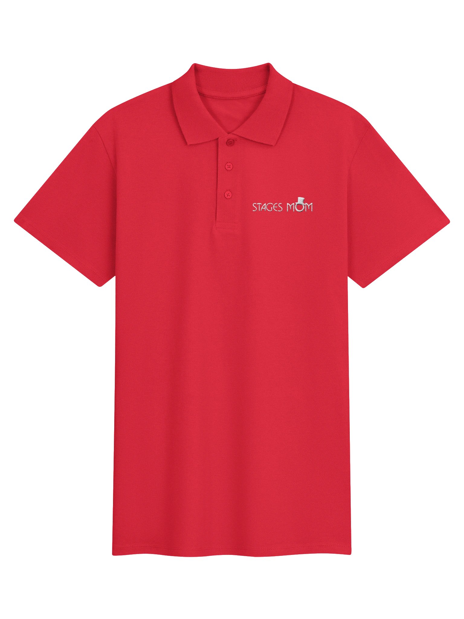 Unisex Dark Polo Shirt - White Embroidered "Stages Mom" product image (1)