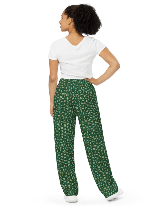 Green Mini Leopard Pattern Wide-Leg Pants product image (4)