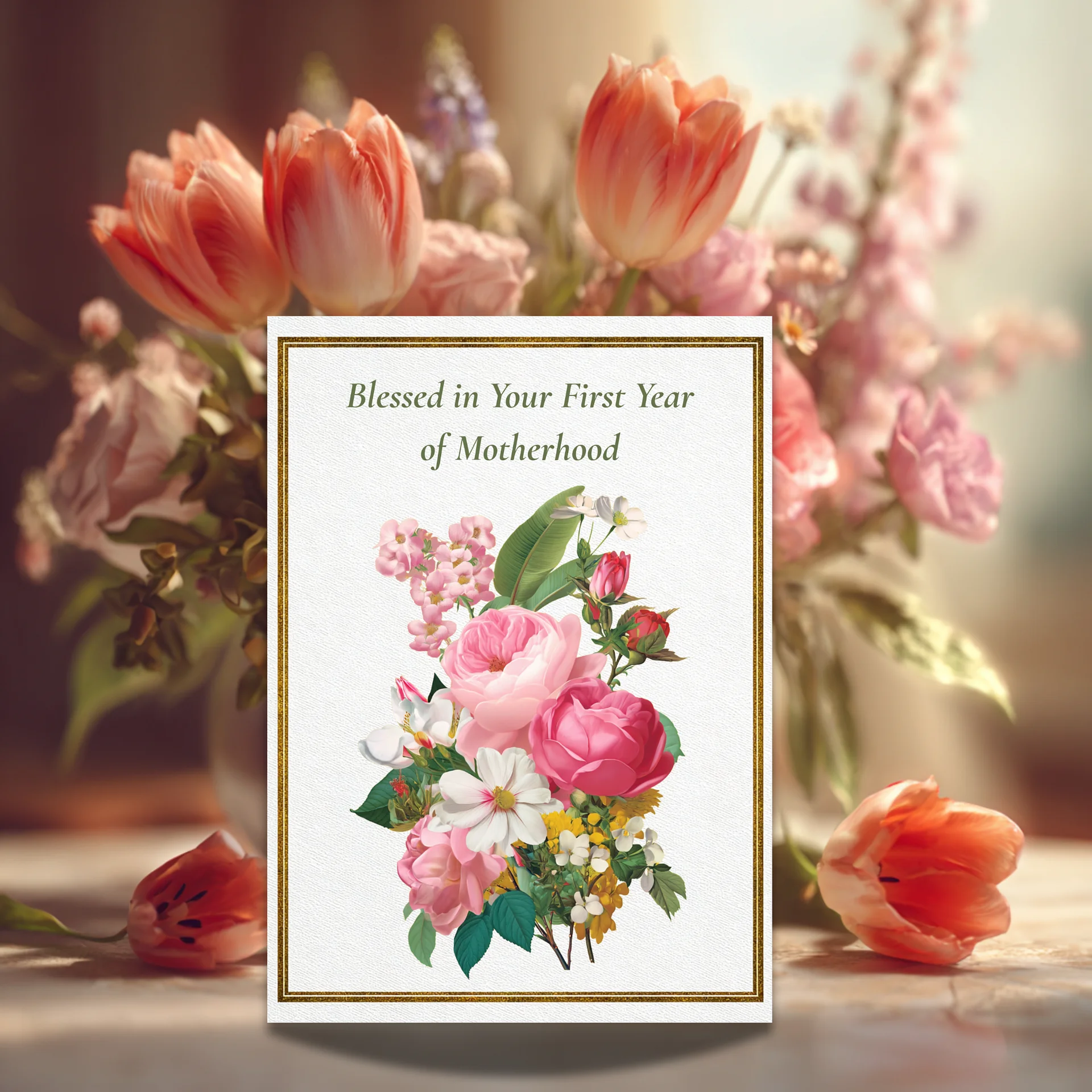 First Mother’s Day Card Printable, Blessed 1st Year of Motherhood, Christian New Mom Card product image (2)