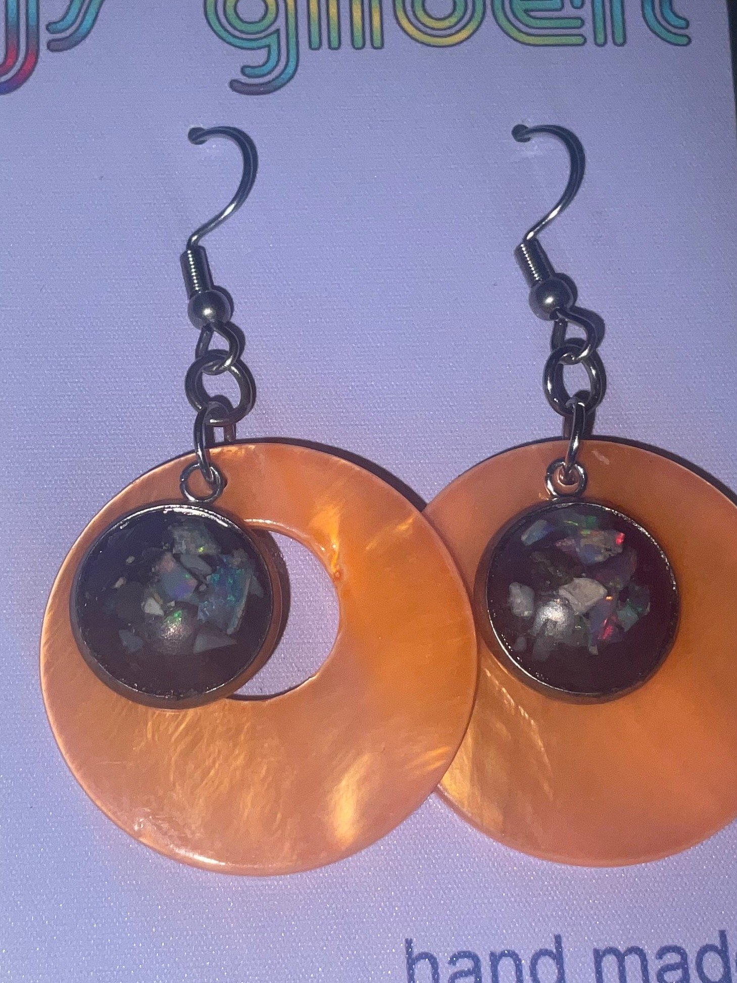 Orange Shell and opal dangle earrings product image (1)