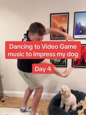 Day 4 of dropping it like it’s hot. Ted remains unsure and concerned. 🕺🐕 New Super Mario Bros DS: Desert theme 🏜️ #streamers #comedy #dance #gamers #mario 