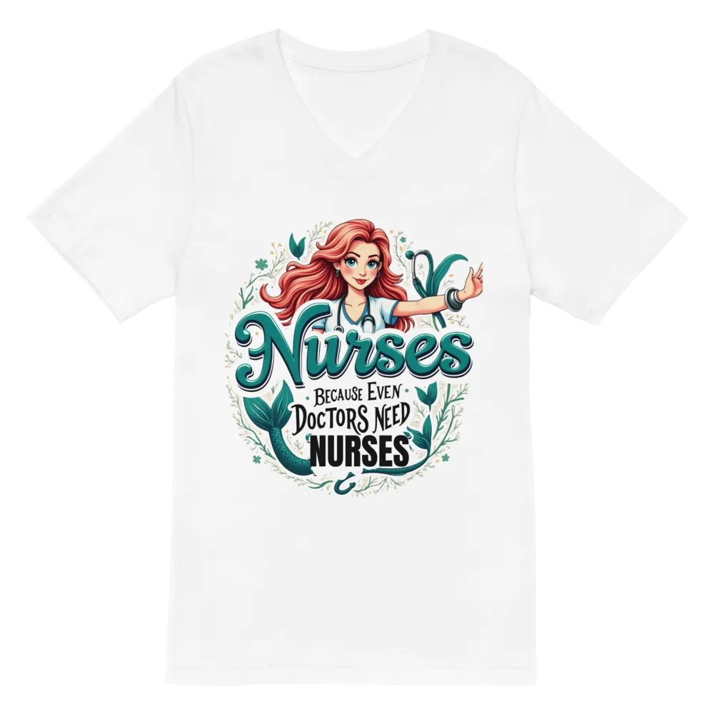Mermaid Nurse V-Neck T-Shirt product image (2)