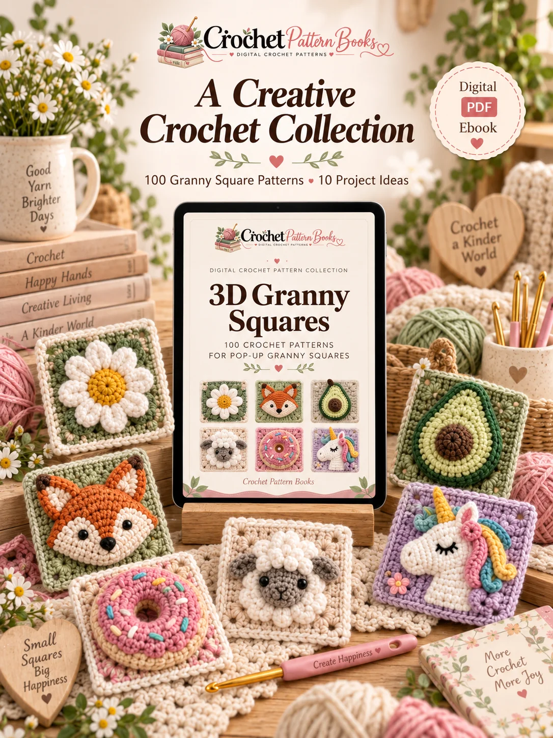 3D Granny Squares 100 Pop Up Crochet Patterns with 10 Projects PDF Ebook product image (5)