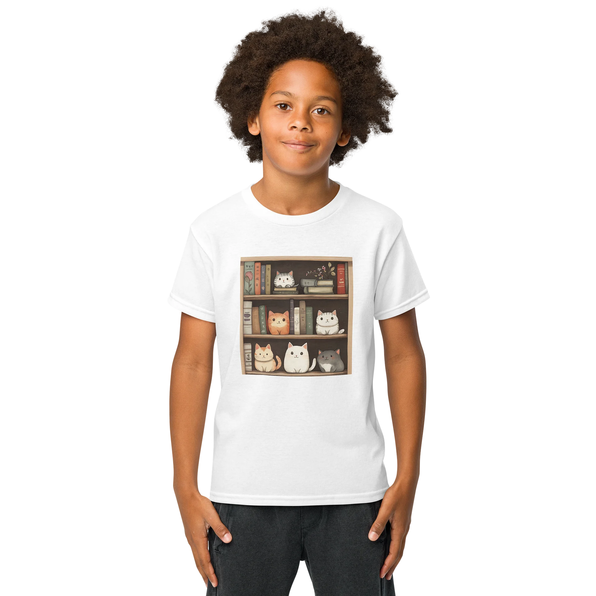 Cat Tales Bookshelf Youth Tee product image (57)