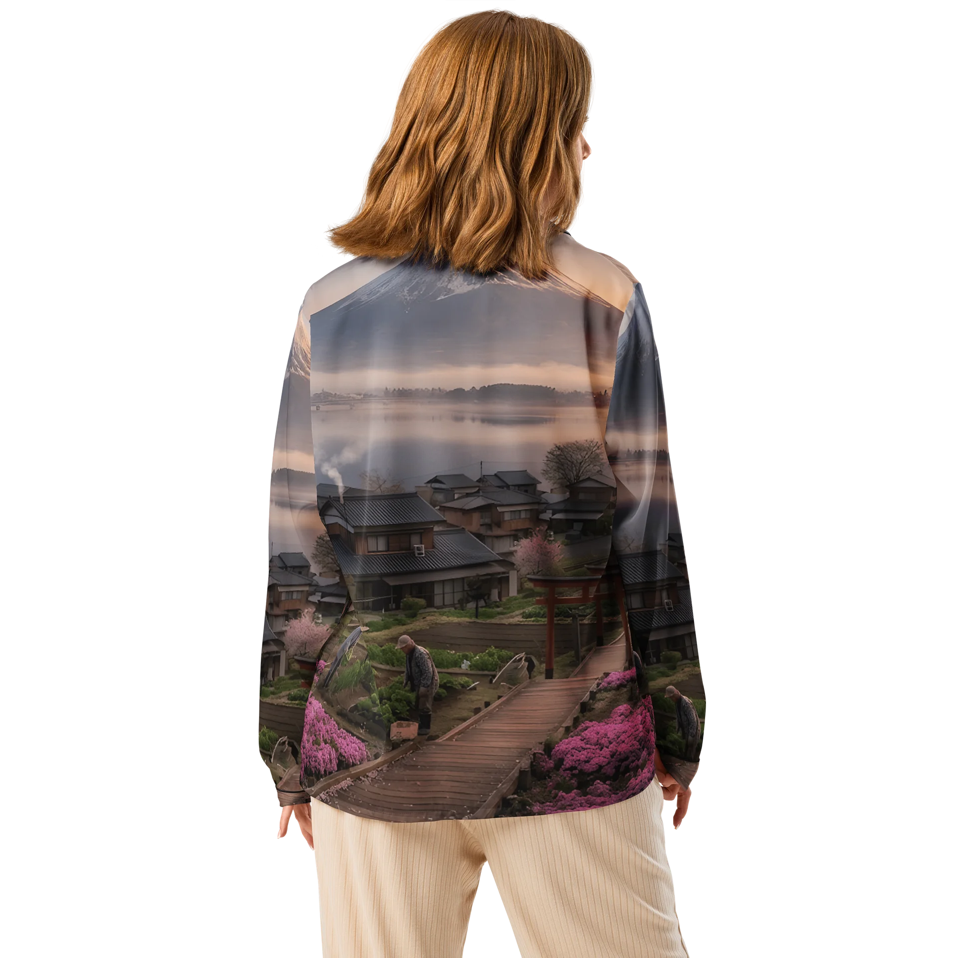 Women's Mount Fuji Long Sleeve Pajama Top | Silky Loungewear product image (2)