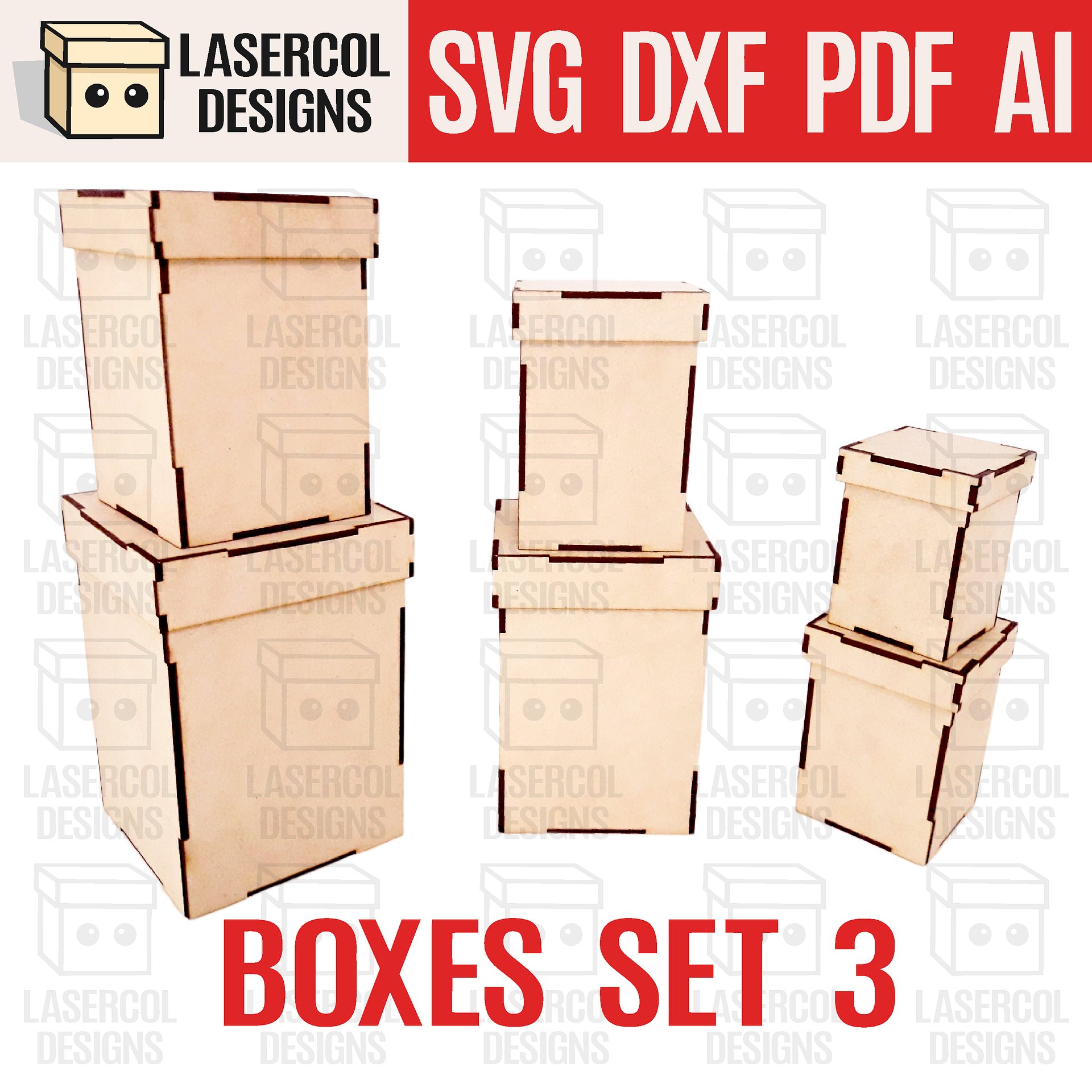Boxes Bundle (Set 1-2-3-4) - Laser Cut Files product image (5)