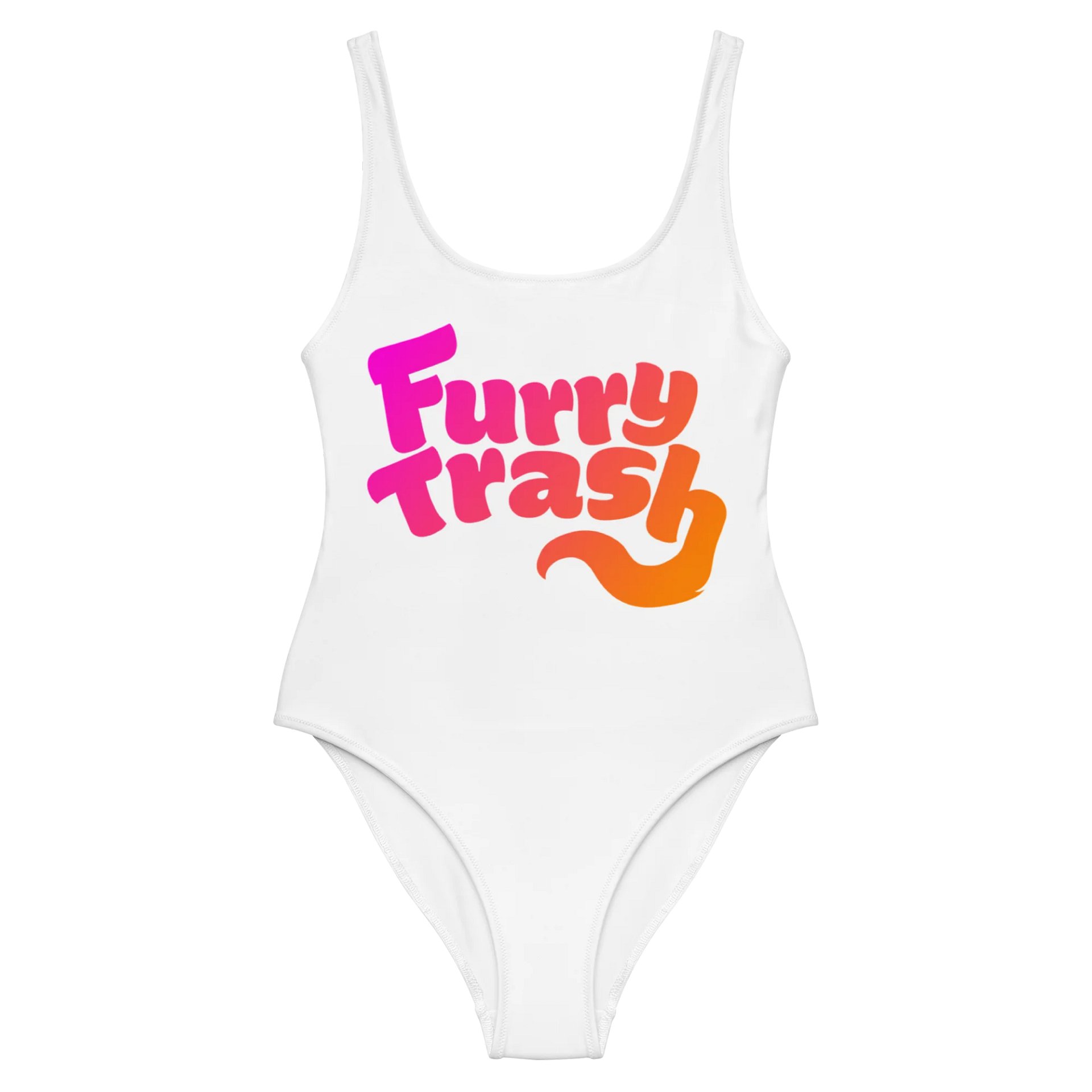 Furry Trash Swimsuit – Bubble Logo (Sunrise on White) product image (2)