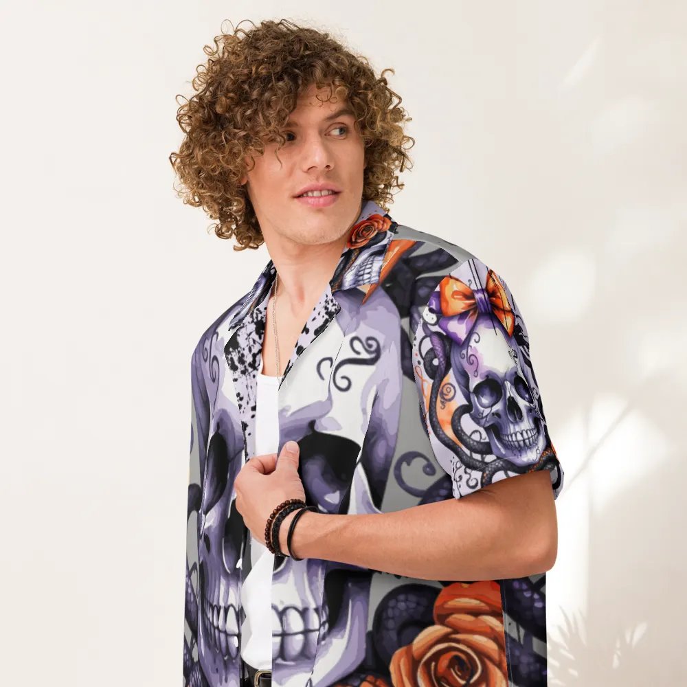 Coquette Style Autumn Skull & Snake Button-Up Shirt product image (7)