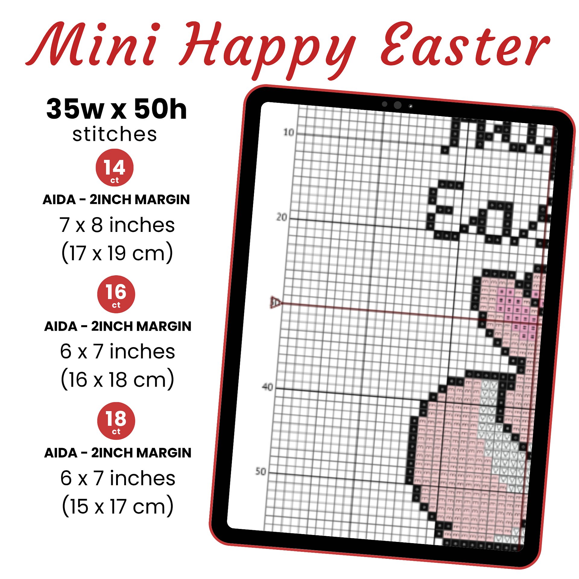 Mini Happy Easter Bunny Cross Stitch Pattern product image (2)