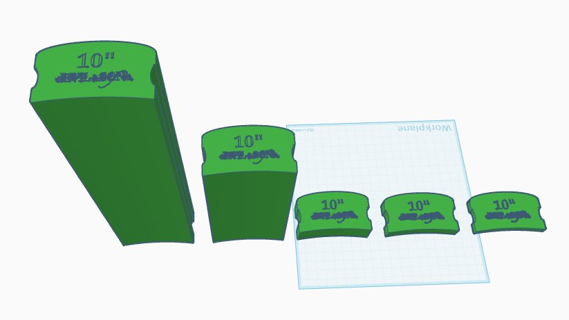 Set of five 10” Guitar Fretboard Radius Blocks (3D Print File) product image (2)