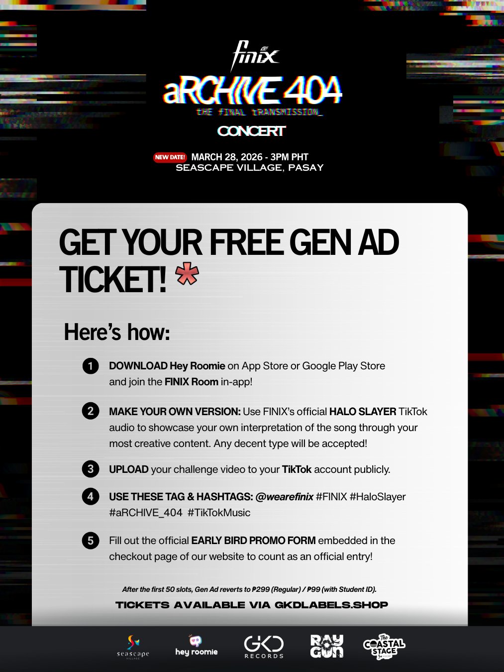 LIMITED FREE GEN AD TICKET aRCHIVE 404 Concert Packages product image (1)