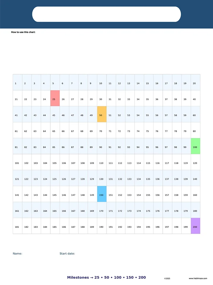 200 Count Mark Off Chart product image (1)