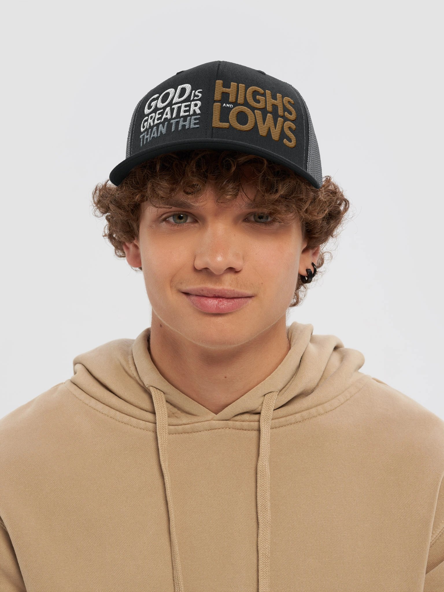 God is Greater Than The Highs and Lows Premium Trucker Hat Embroidered product image (32)