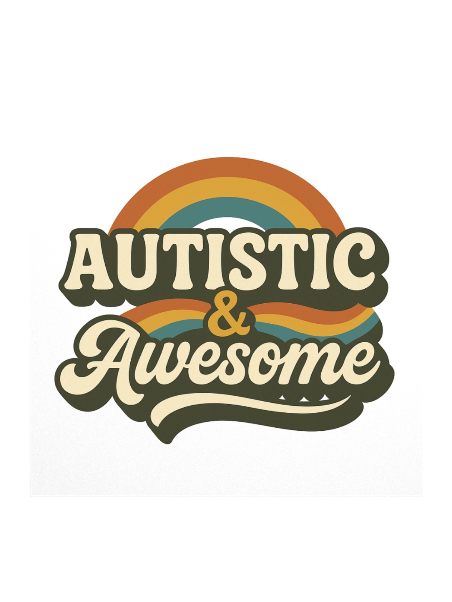 Retro Rainbow Autistic & Awesome Stickers product image (2)