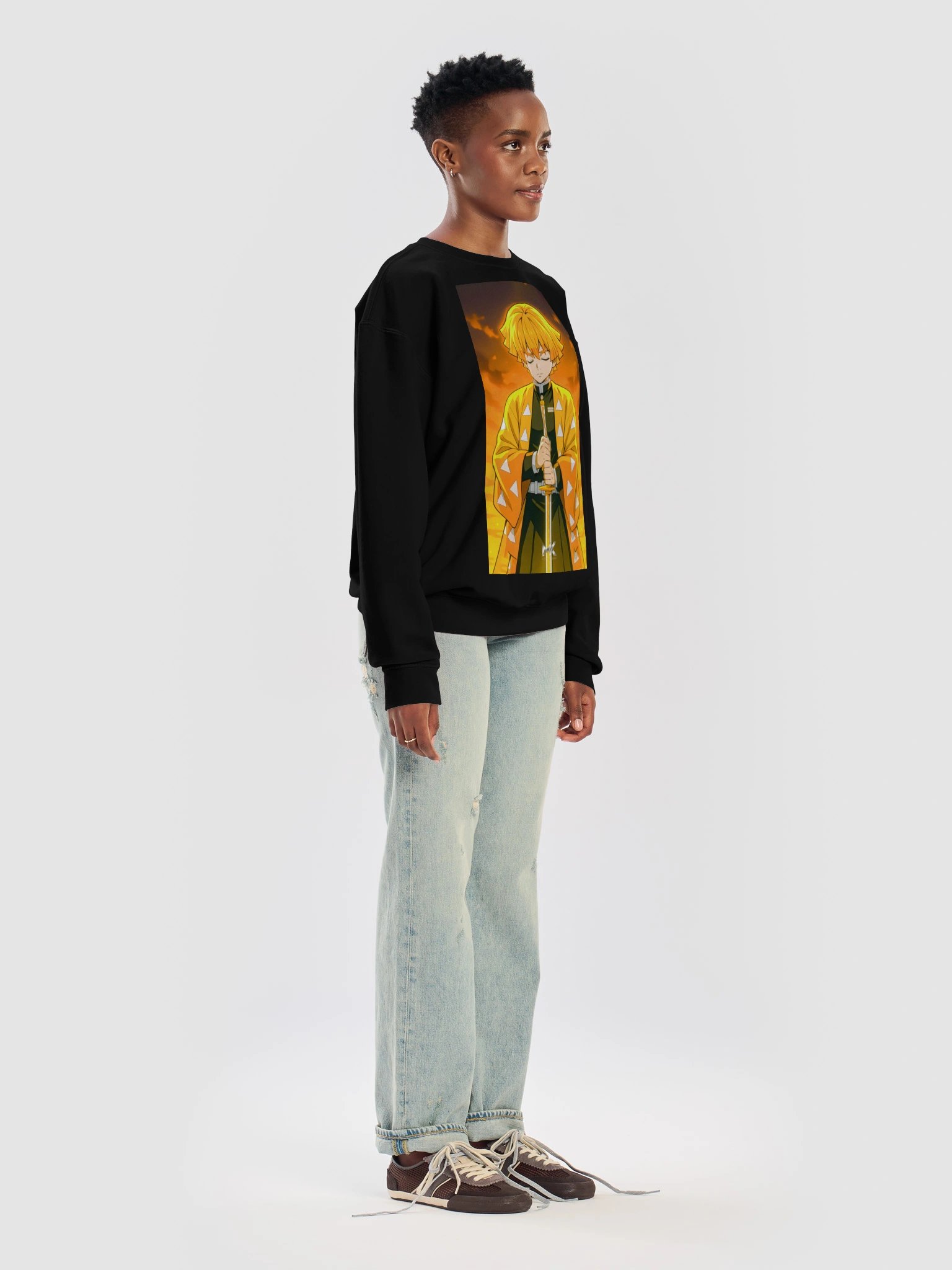 Fiery Anime Sword Pose Crewneck product image (11)