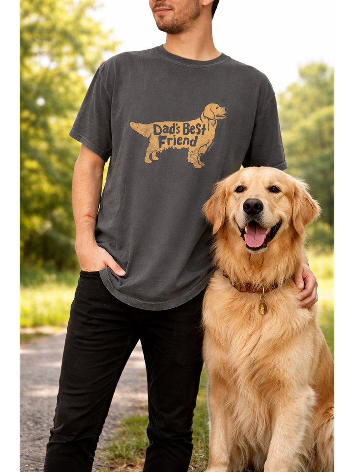 Dad’s Best Friend Golden Retriever T-Shirt – Comfort Colors 1717 Vintage Tee product image (1)