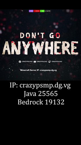 Crazy P SMP Ελληνικός Minecraft Server
Java & Bedrock

Java IP: crazypsmp.dg.vg : 25565
Bedrock IP: crazypsmp.dg.vg : 19132

...