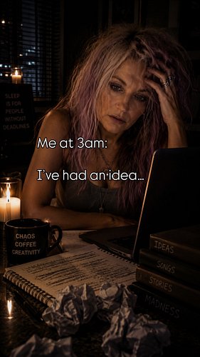 I don’t chase inspiration. It kicks the front door in at 3am. 😜🖤