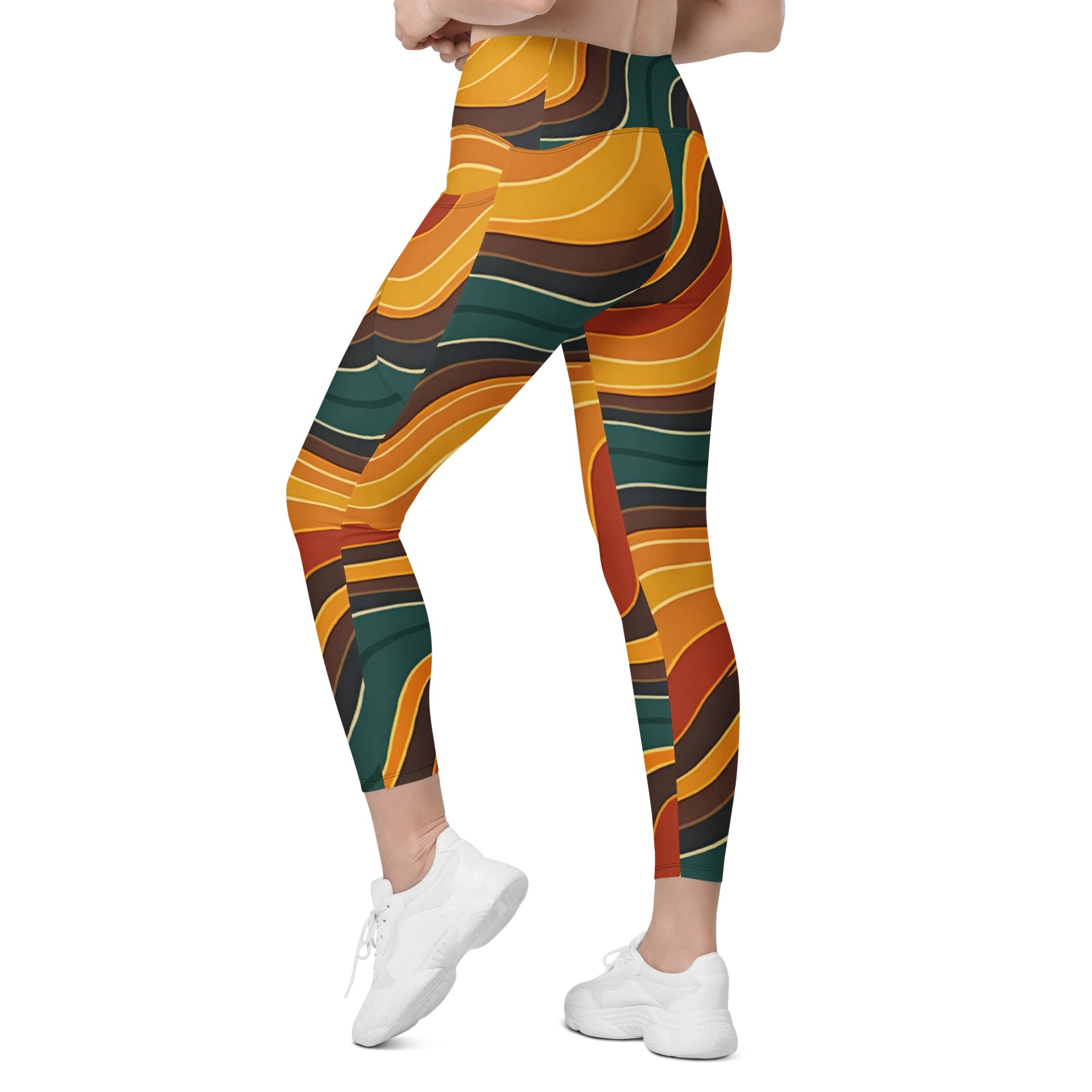 Barry Grady 'Flowing Waves' Crossover Leggings with Pockets product image (7)