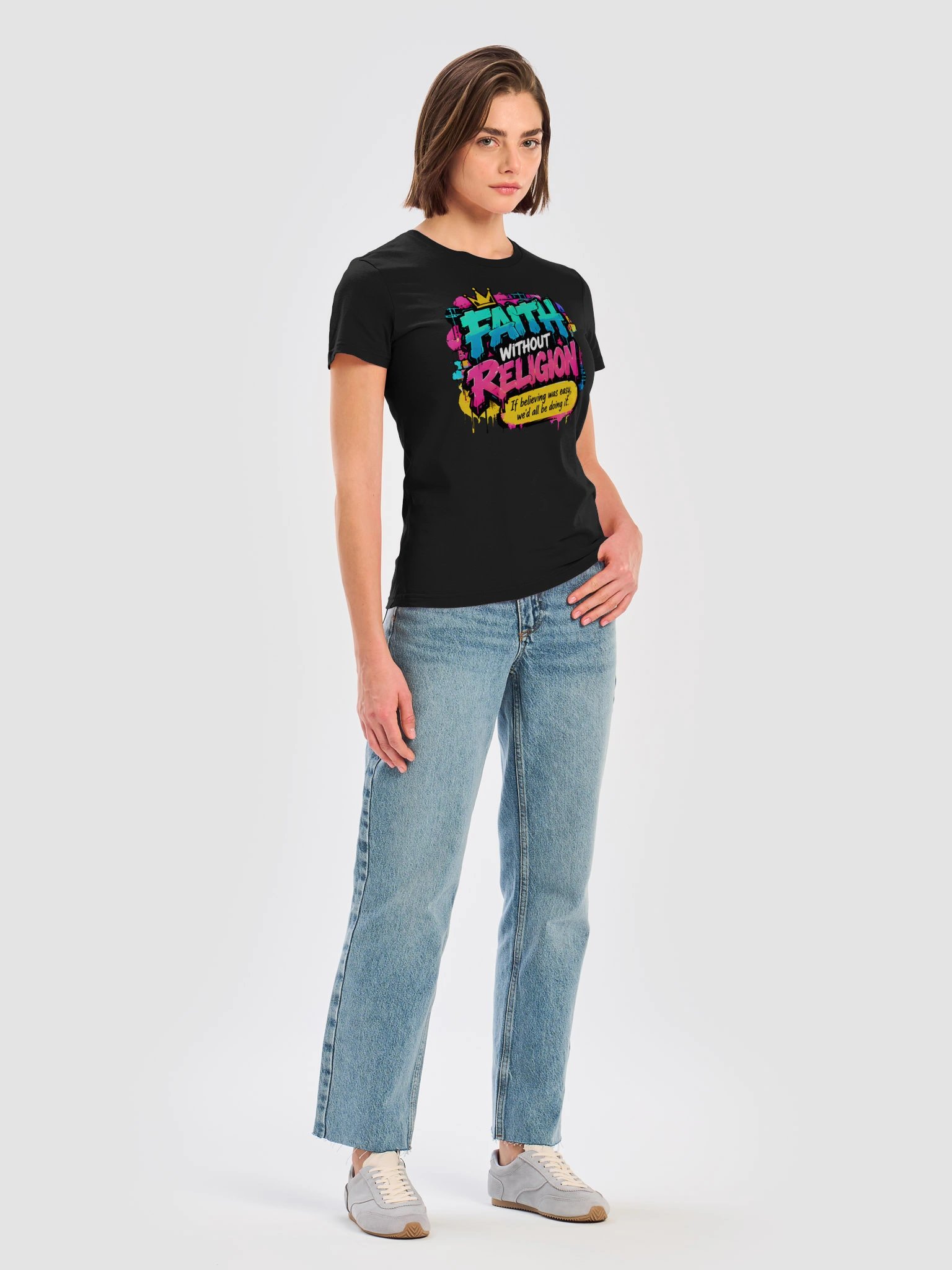 Women's Retro Graffiti Crown Faith Tee product image (7)