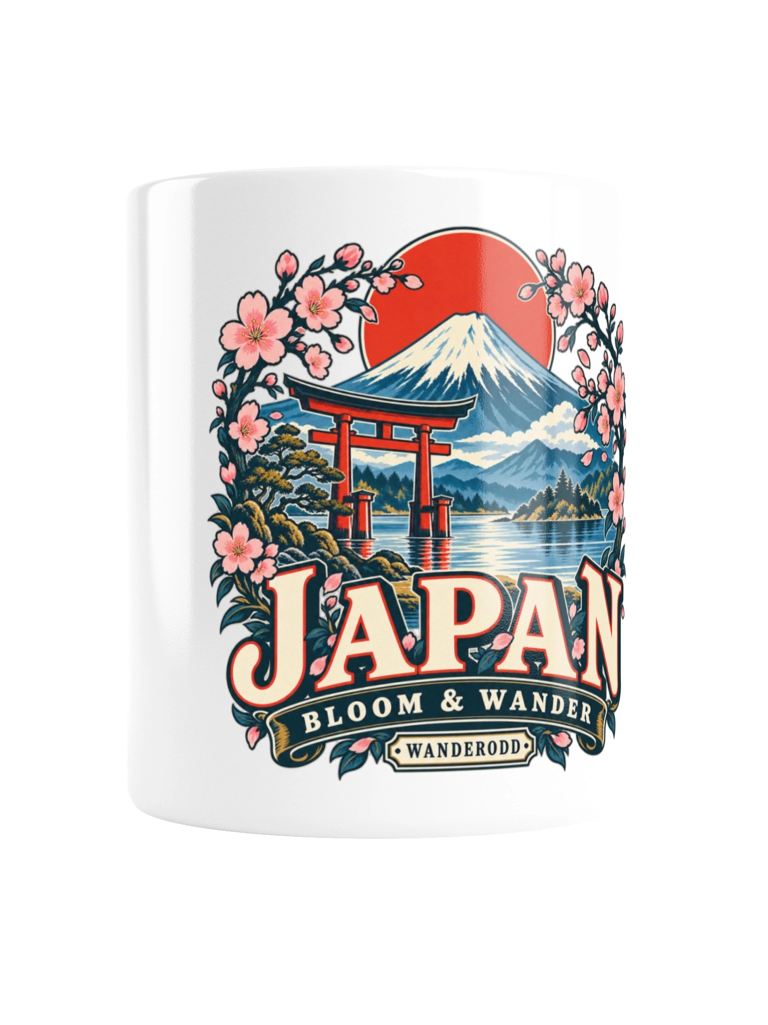 Japan Mount Fuji & Sakura Ceramic Coffee Mug | WanderOdd product image (1)