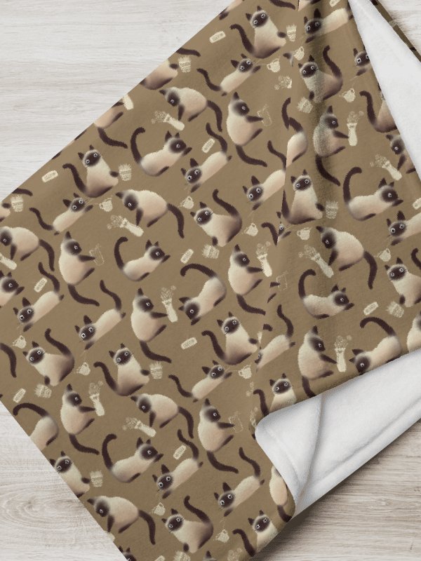Bad Siamese Cats Knocking Stuff Over Throw Blanket, Brown product image (12)